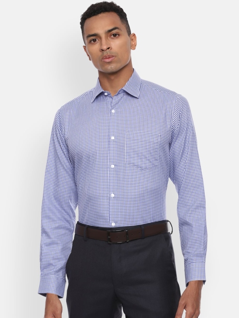 

Van Heusen Men Blue & White Regular Fit Checked Formal Shirt