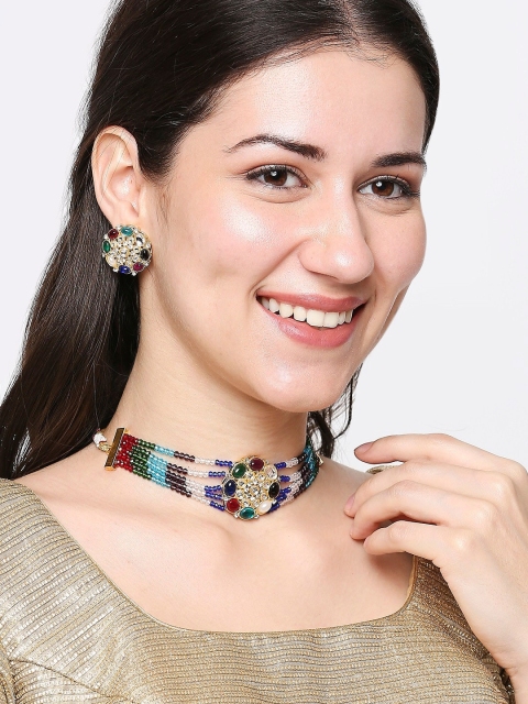 

OOMPH Multi-Colored Kundan-Studded Beaded Handcrafted Jewellery Set