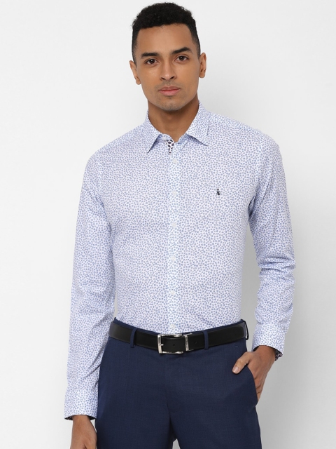 

SIMON CARTER LONDON Men White & Navy Blue Slim Fit Printed Formal Shirt