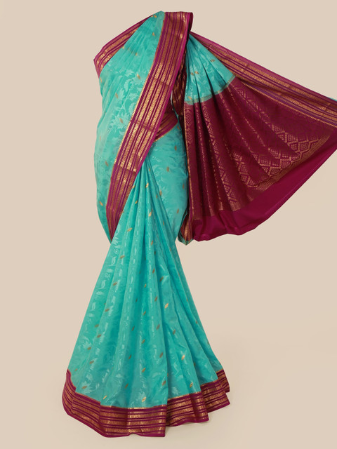 

Pothys Blue Pure Silk Woven Design Mysore Silk Saree