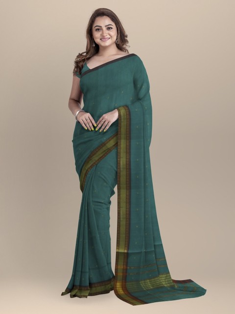 

APCO Teal Pure Cotton Printed Venkatgiri Saree