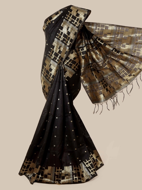 

Pothys Black & Gold-Coloured Jute Silk Woven Design Saree