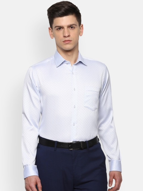

Van Heusen Men Blue Regular Fit Self Design Pure Cotton Formal Shirt