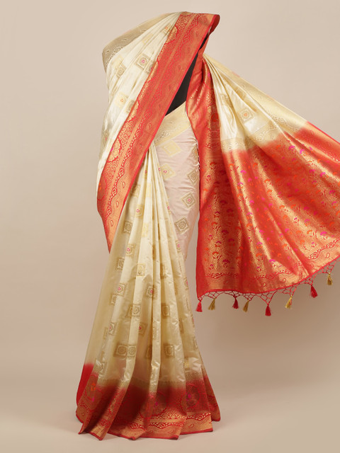 

Pothys Cream-Coloured Woven Design Jute Silk Saree
