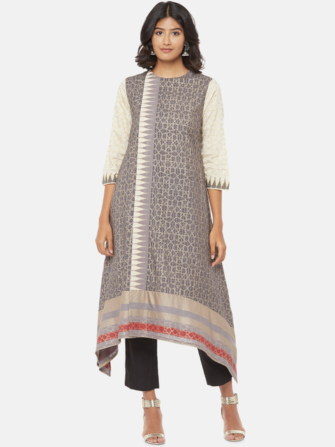 

RANGMANCH BY PANTALOONS Women Grey Geometric Printed Kurta
