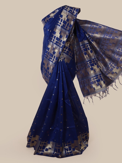 

Pothys Blue Woven Design Jute Silk Saree