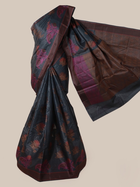 

Pothys Grey Pure Silk Woven Design Tussar Saree