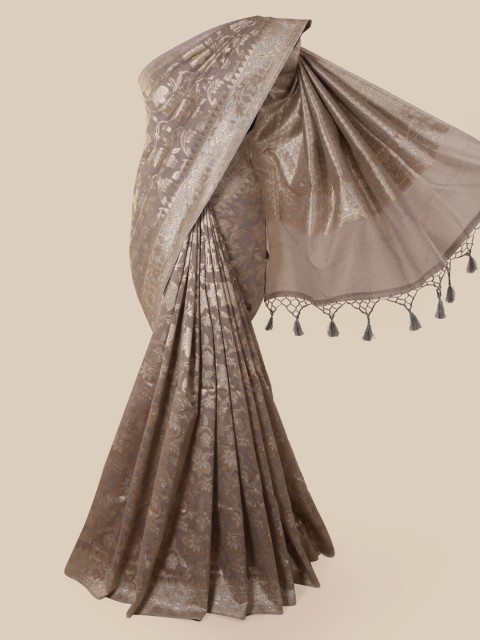

Pothys Grey Woven Design Jute Silk Saree With Tasseled Pallu