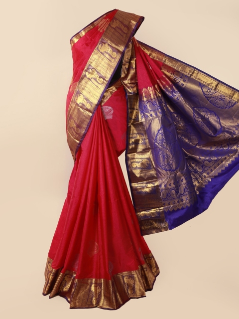 

Pothys Pink & Blue Pure Silk Woven Design Kanjeevaram Saree