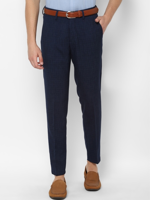 

Allen Solly Men Navy Blue Slim Fit Checked Regular Trousers