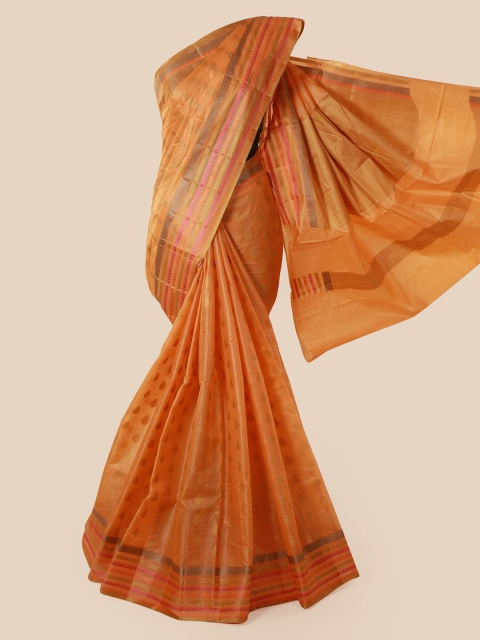 Pothys Orange Pure Silk Woven Design Tussar Saree