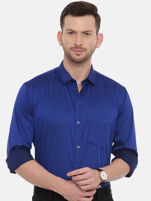 

CROYDON Men Blue Regular Fit Solid Casual Shirt