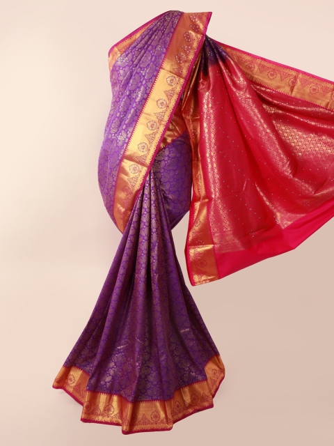 Pothys Violet Pure Silk Woven Design Kanjeevaram Saree
