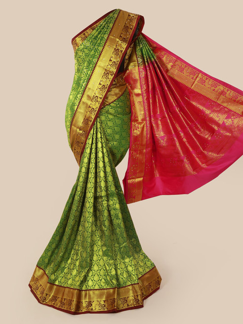 

Pothys Green Pure Silk Woven Design Kanjeevaram Saree
