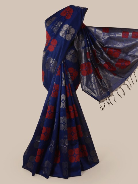 

Pothys Blue & Red Jute Silk Woven Design Saree