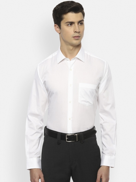 

Van Heusen Men White Regular Fit Self-Striped Pure Cotton Formal Shirt
