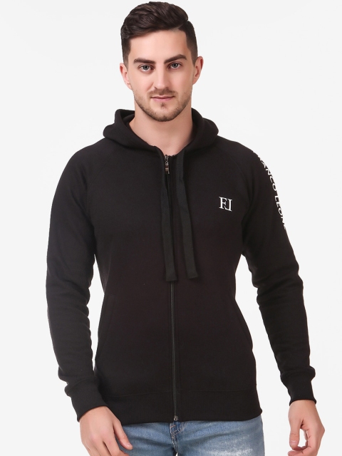 

Franco Leone Men Black Solid Hooded Sweatshirt