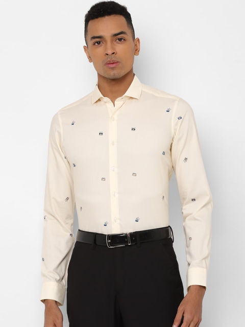 

SIMON CARTER LONDON Men Yellow Slim Fit Printed Formal Shirt