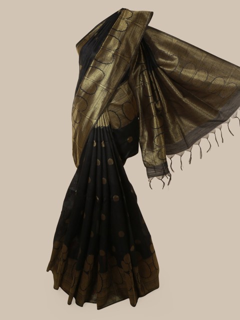 

Pothys Black Woven Design Jute Silk Saree