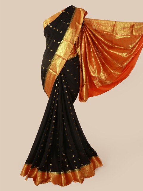 

Pothys Black Pure Silk Woven Design Mysore Silk Saree