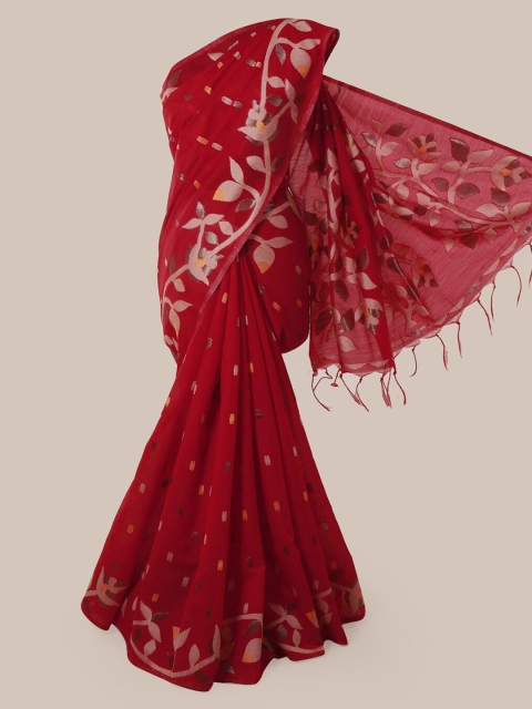 

Pothys Red Woven Design Jute Silk Saree