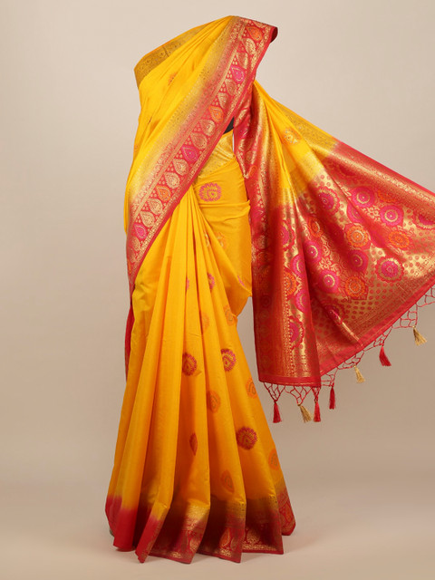 

Pothys Yellow Woven Design Jute Silk Saree