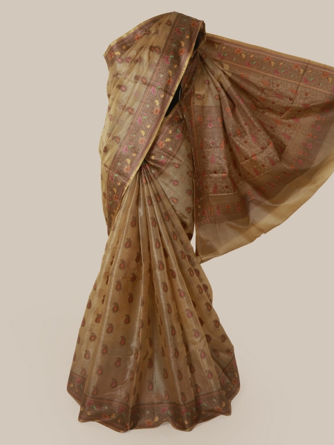 

Pothys Beige Pure Silk Woven Design Tussar Saree