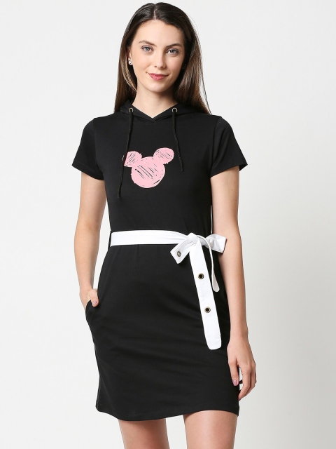 

Bewakoof Women Black Solid T-shirt Dress