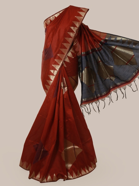 

Pothys Maroon Printed Jute Silk Saree