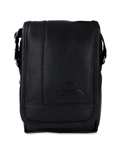 

Leather World Black Self Design Sling Bag