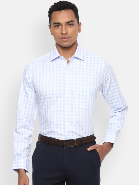 

Van Heusen Men White & Blue Regular Fit Checked Formal Shirt