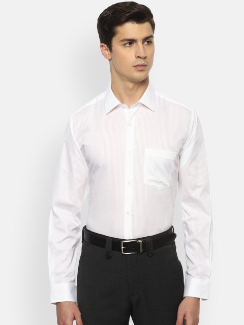 

Van Heusen Men White Regular Fit Self-Striped Pure Cotton Formal Shirt