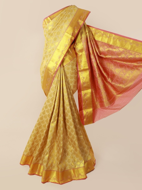 

Pothys Cream-Coloured Pure Silk Woven Design Kanjeevaram Saree