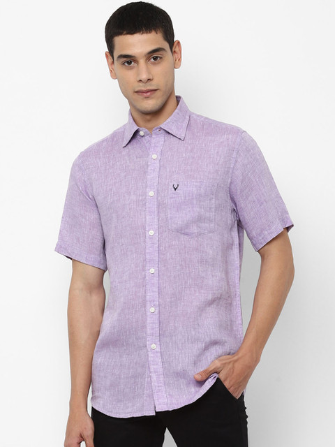 

Allen Solly Men Lavender Slim Fit Solid Linen Casual Shirt