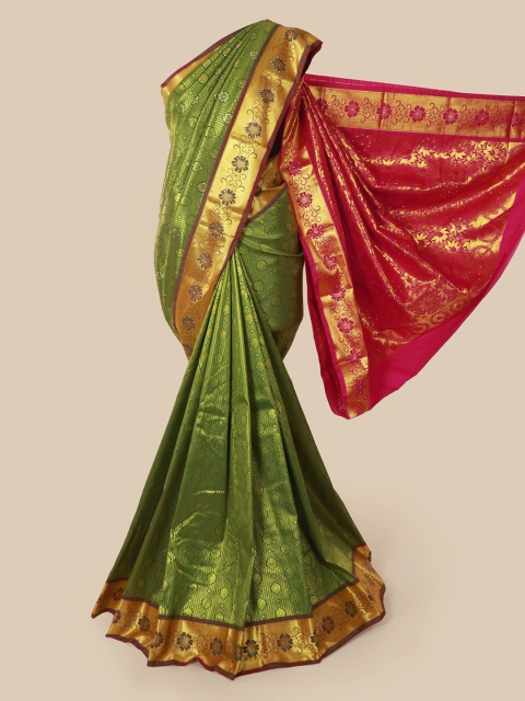 

Pothys Green & Pink Pure Silk Woven Design Kanjeevaram Saree