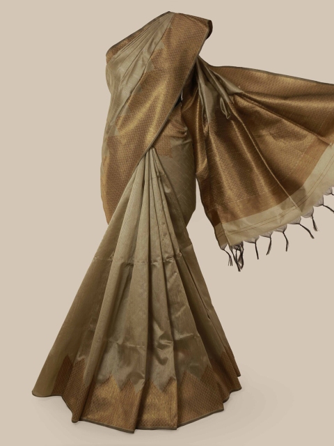 

Pothys Grey Solid Jute Silk Saree