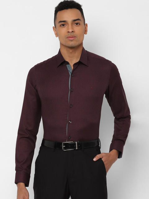 

SIMON CARTER LONDON Men Maroon Slim Fit Checked Formal Shirt