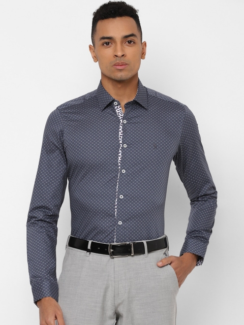 

SIMON CARTER LONDON Men Grey & White Slim Fit Printed Formal Shirt