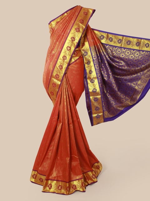 

Pothys Red & Blue Pure Silk Woven Design Kanjeevaram Saree