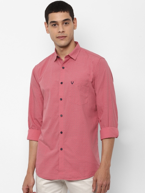 

Allen Solly Men Pink Slim Fit Printed Cotton Casual Shirt
