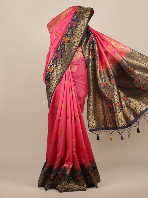 

Pothys Pink Woven Design Jute Silk Saree
