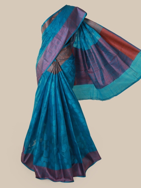 

Pothys Blue & Purple Pure Silk Woven Design Tussar Saree