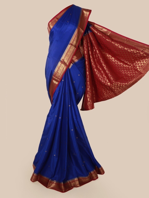 

Pothys Blue & Maroon Pure Silk Woven Design Mysore Silk Saree