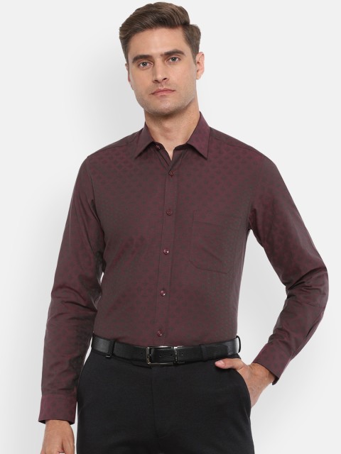 

Louis Philippe Men Brown Slim Fit Self Design Formal Shirt