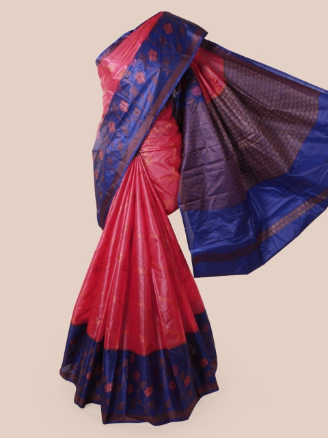 

Pothys Pink & Blue Pure Silk Woven Design Tussar Saree