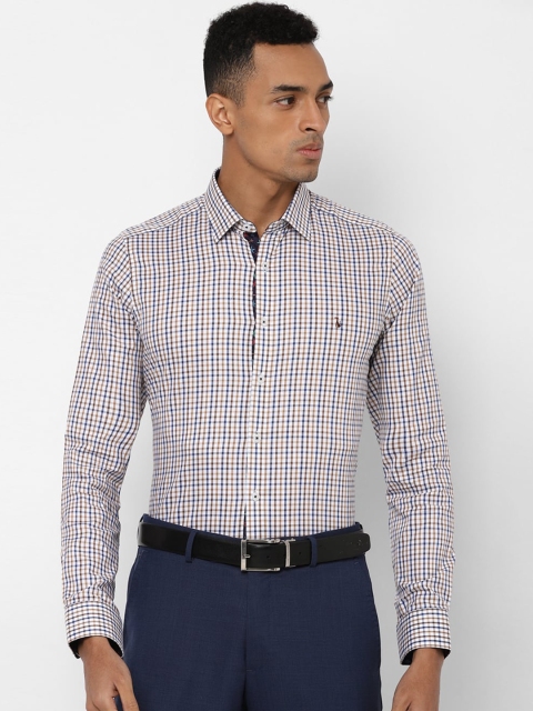 

SIMON CARTER LONDON Men White & Navy Blue Slim Fit Checked Formal Shirt
