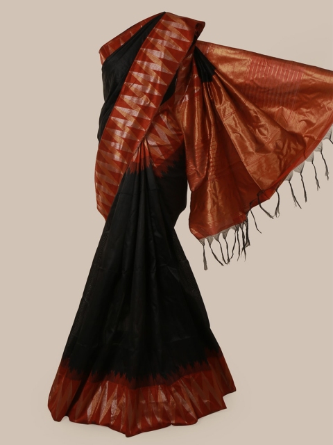 

Pothys Black Solid Jute Silk Saree