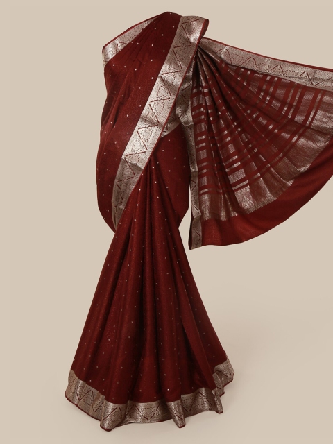 

Pothys Maroon Pure Silk Woven Design Mysore Silk Saree