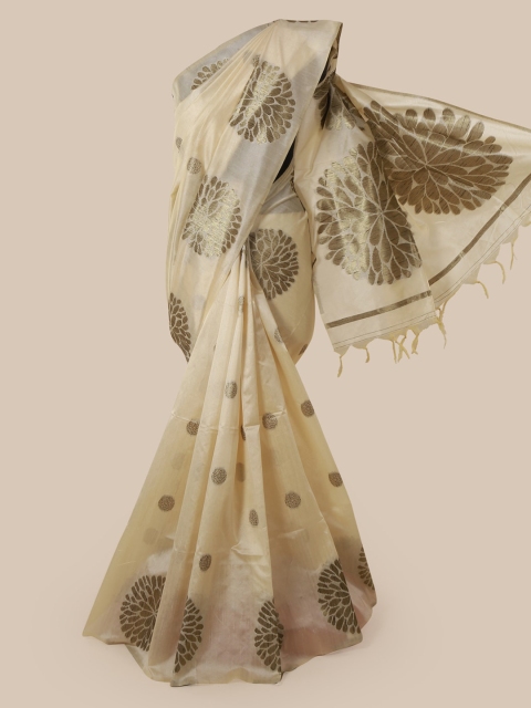 

Pothys Cream-Coloured Woven Design Jute Silk Saree