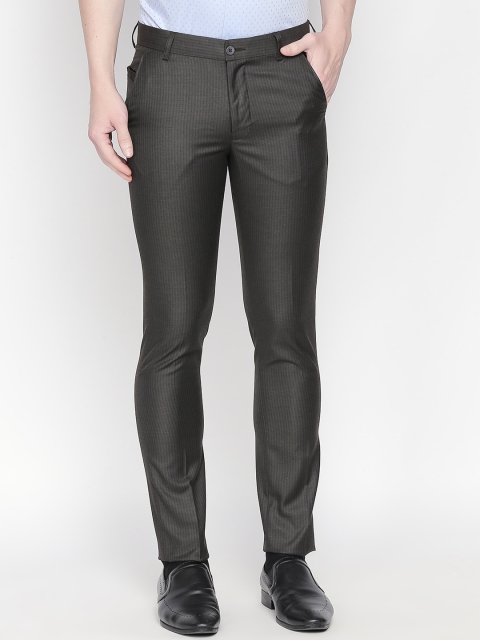 

Solemio Men Grey Slim Fit Solid Formal Trousers